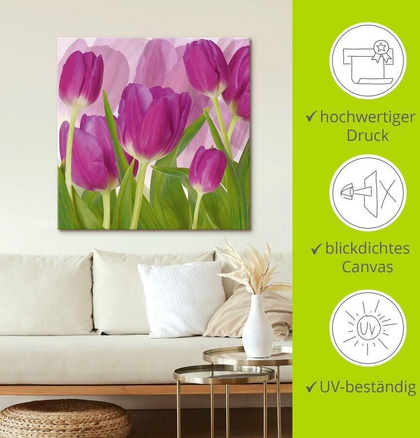 Artland Artprint Tulpenveld paars als artprint van aluminium artprint voor buiten artprint op linnen in verschillende maten - Foto 3