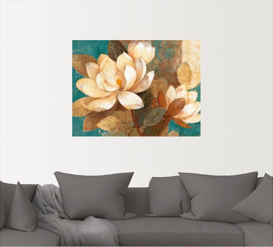 Artland Artprint Turquoise magnolia's als poster muursticker in verschillende maten - Foto 3