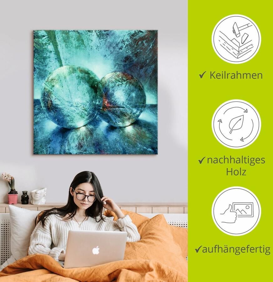 Artland Artprint Twee blauwe knikkers_ als artprint van aluminium artprint voor buiten artprint op linnen poster in verschillende maten. maten