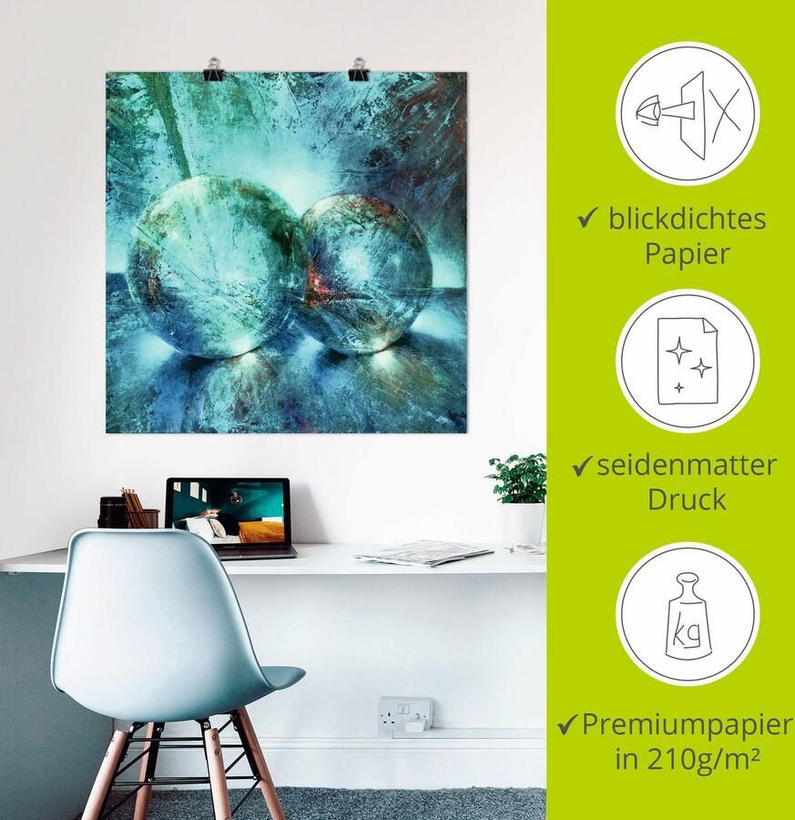 Artland Artprint Twee blauwe knikkers_ als artprint van aluminium artprint voor buiten artprint op linnen poster in verschillende maten. maten - Foto 2