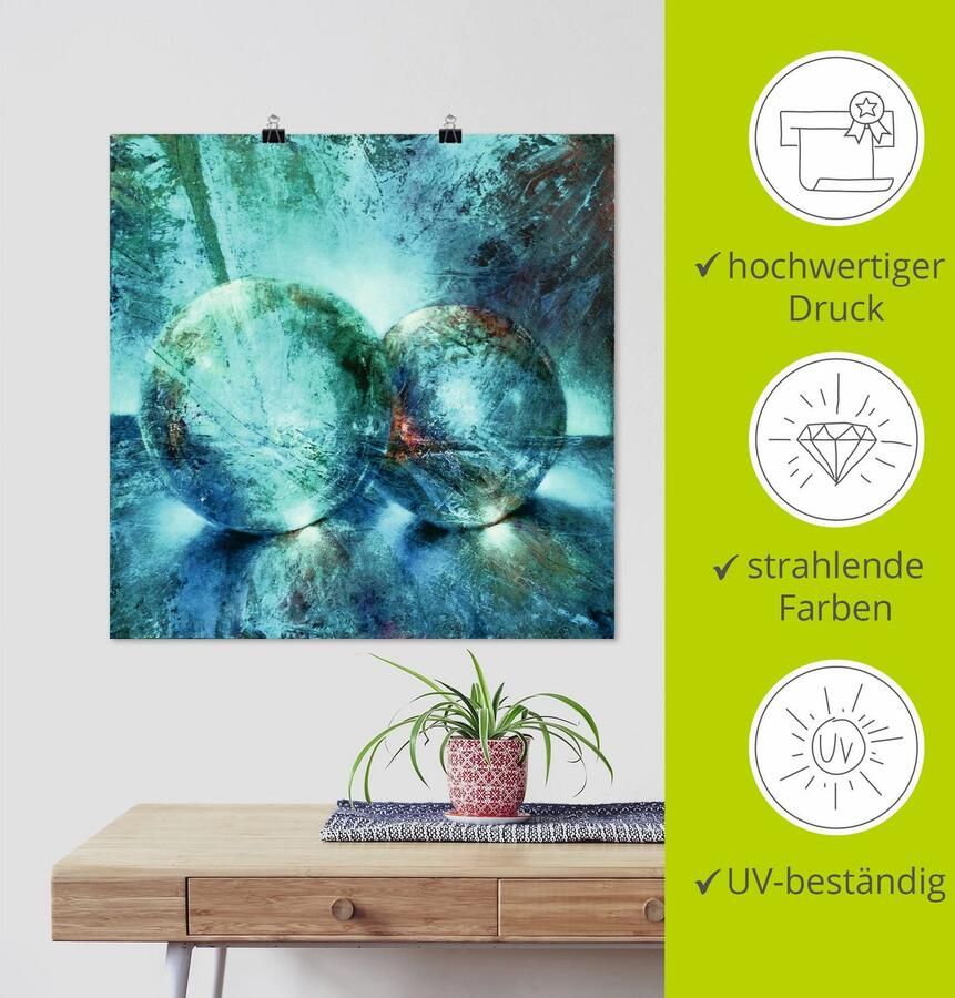 Artland Artprint Twee blauwe knikkers_ als artprint van aluminium artprint voor buiten artprint op linnen poster in verschillende maten. maten - Foto 3