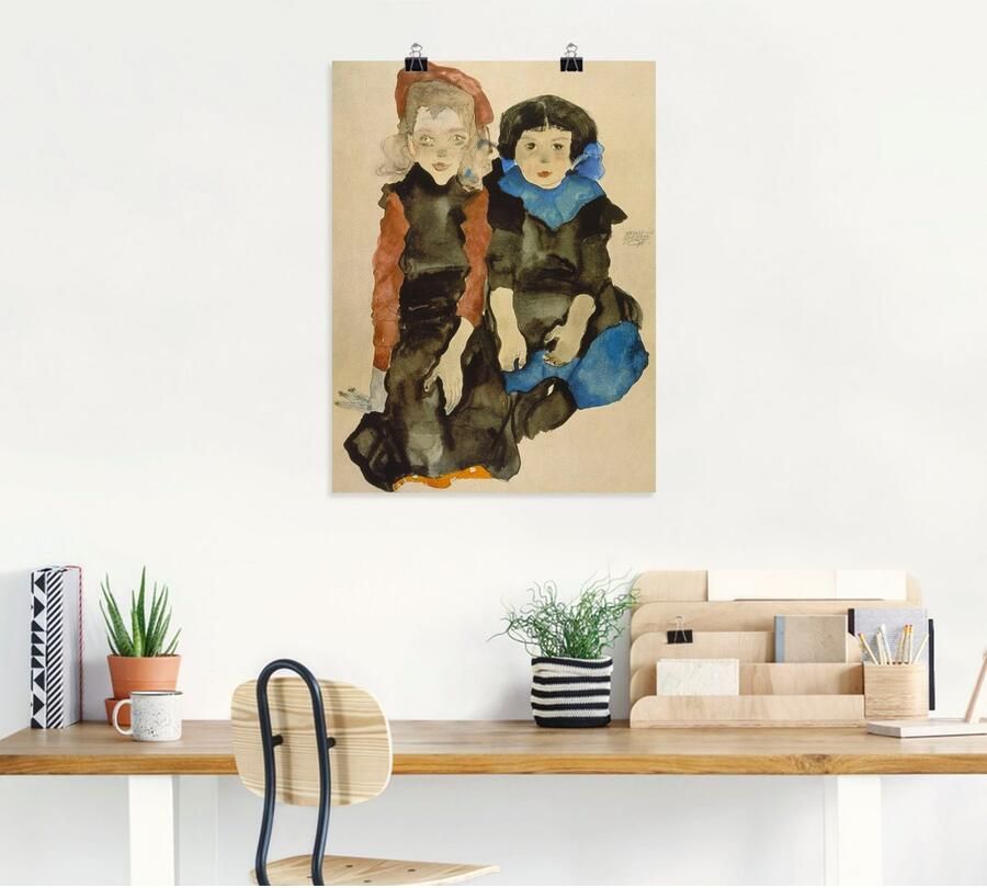 Artland Artprint Twee kleine meisjes. 1911 als artprint van aluminium artprint op linnen muursticker of poster in verschillende maten - Foto 4