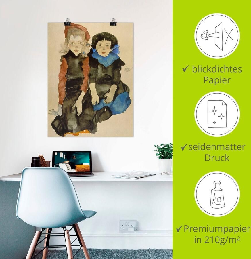Artland Artprint Twee kleine meisjes. 1911 als artprint van aluminium artprint op linnen muursticker of poster in verschillende maten - Foto 2