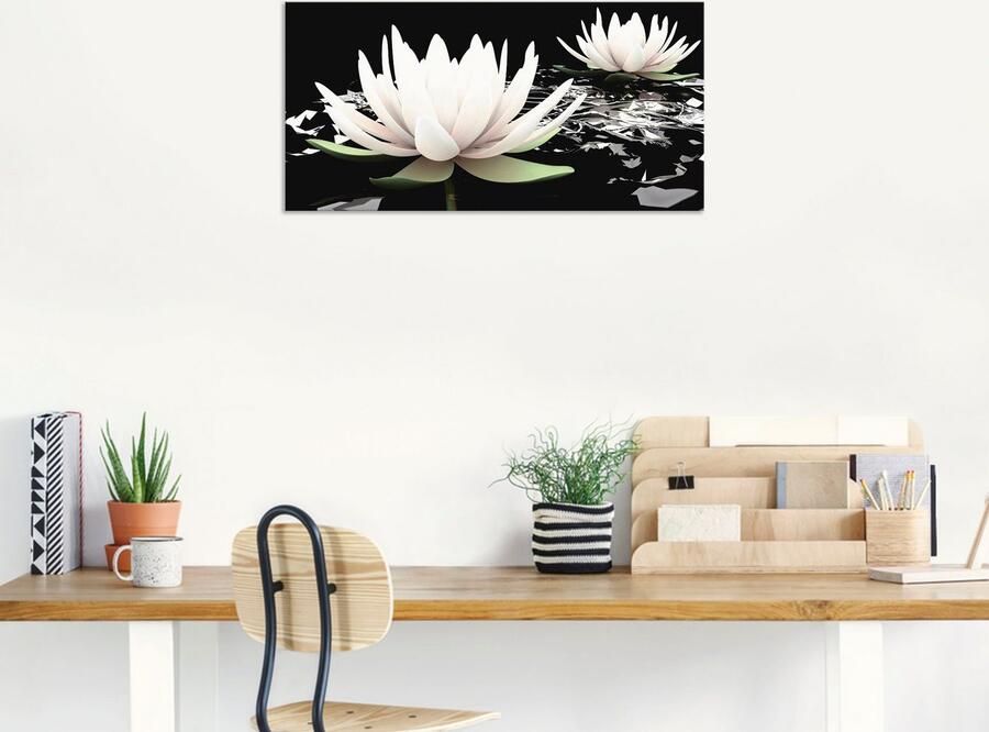 Artland Artprint Twee lotusbloemen op het water als artprint van aluminium artprint voor buiten artprint op linnen poster muursticker - Foto 6