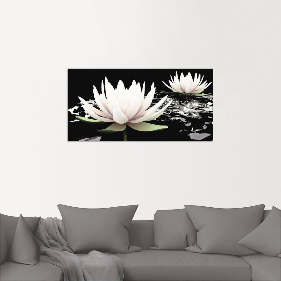 Artland Artprint Twee lotusbloemen op het water als artprint van aluminium artprint voor buiten artprint op linnen poster muursticker - Foto 2