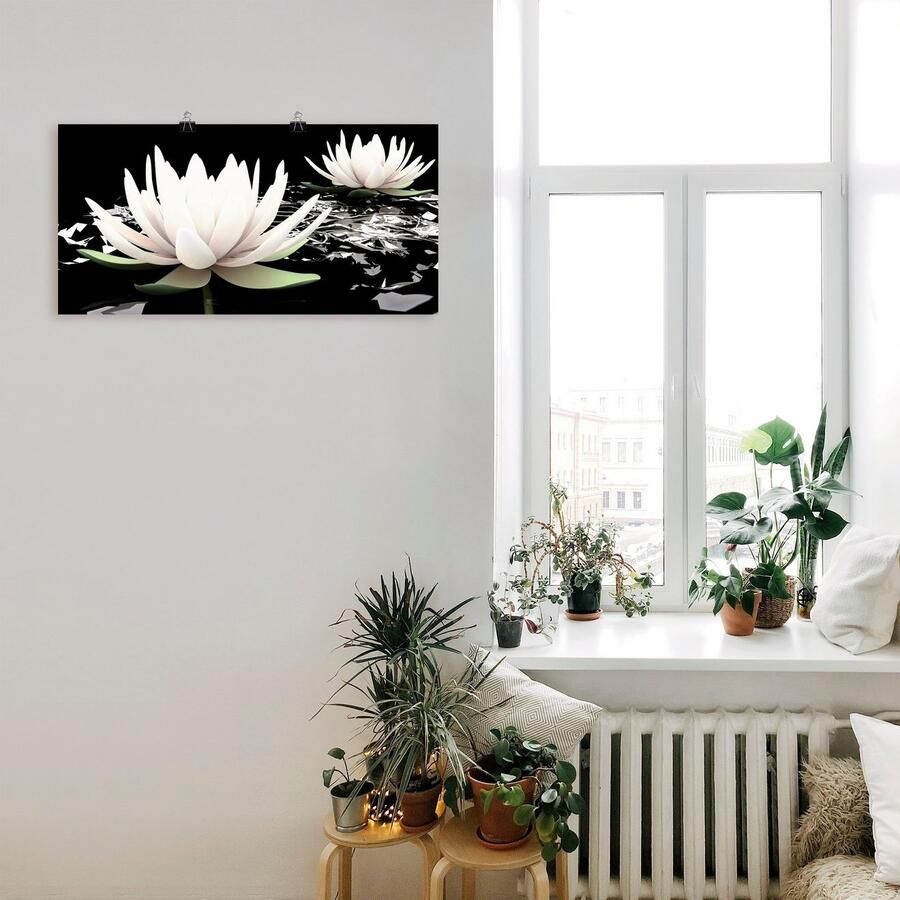 Artland Artprint Twee lotusbloemen op het water als artprint van aluminium artprint voor buiten artprint op linnen poster muursticker - Foto 2