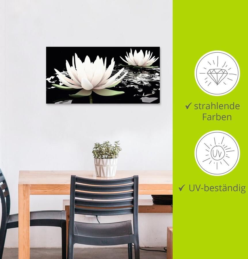 Artland Artprint Twee lotusbloemen op het water als artprint van aluminium artprint voor buiten artprint op linnen poster muursticker - Foto 3
