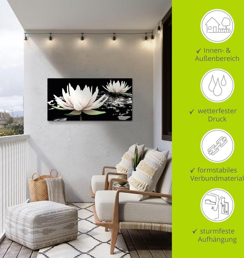 Artland Artprint Twee lotusbloemen op het water als artprint van aluminium artprint voor buiten artprint op linnen poster muursticker - Foto 4