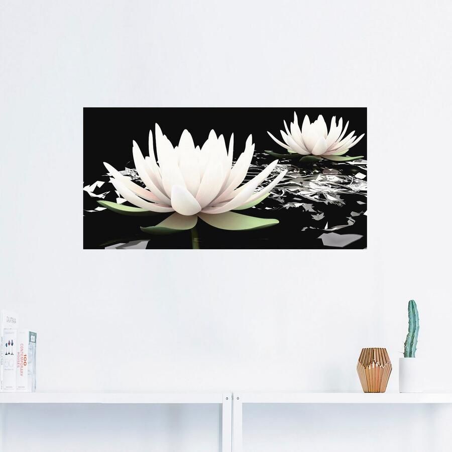 Artland Artprint Twee lotusbloemen op het water als artprint van aluminium artprint voor buiten artprint op linnen poster muursticker - Foto 2