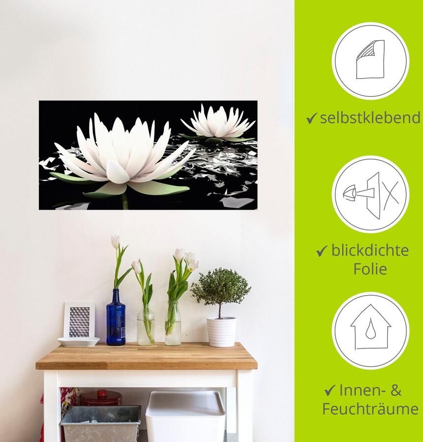 Artland Artprint Twee lotusbloemen op het water als artprint van aluminium artprint voor buiten artprint op linnen poster muursticker - Foto 4