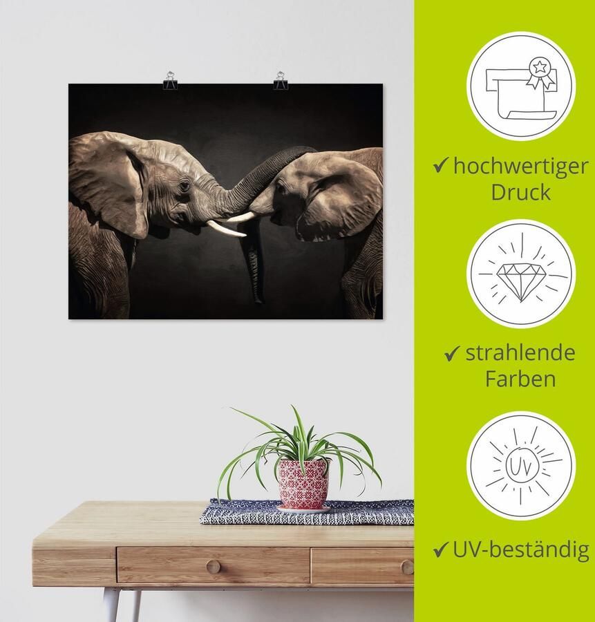 Artland Artprint Twee olifanten als artprint op linnen poster muursticker in verschillende maten - Foto 3