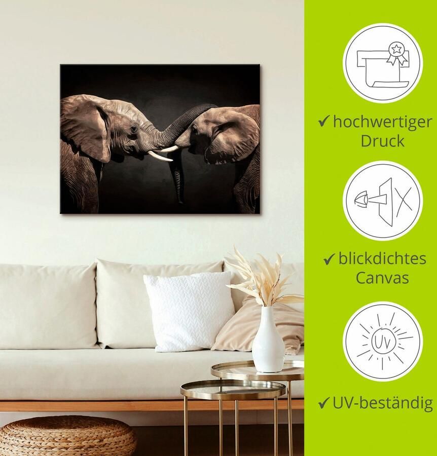 Artland Artprint Twee olifanten als artprint op linnen poster muursticker in verschillende maten - Foto 2