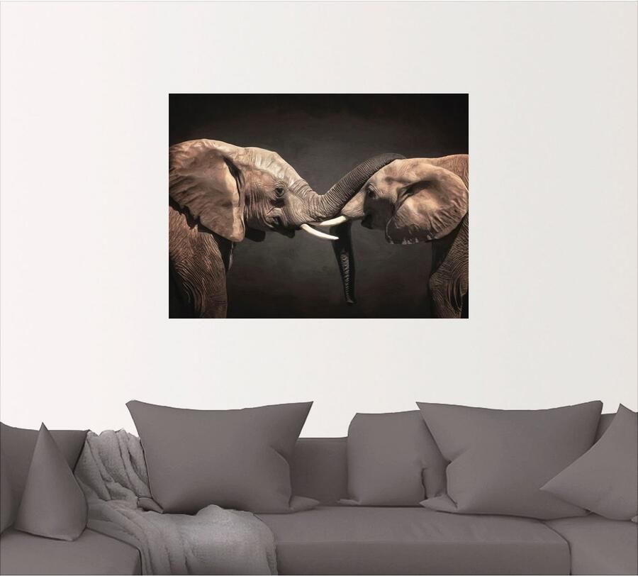 Artland Artprint Twee olifanten als artprint op linnen poster muursticker in verschillende maten - Foto 3