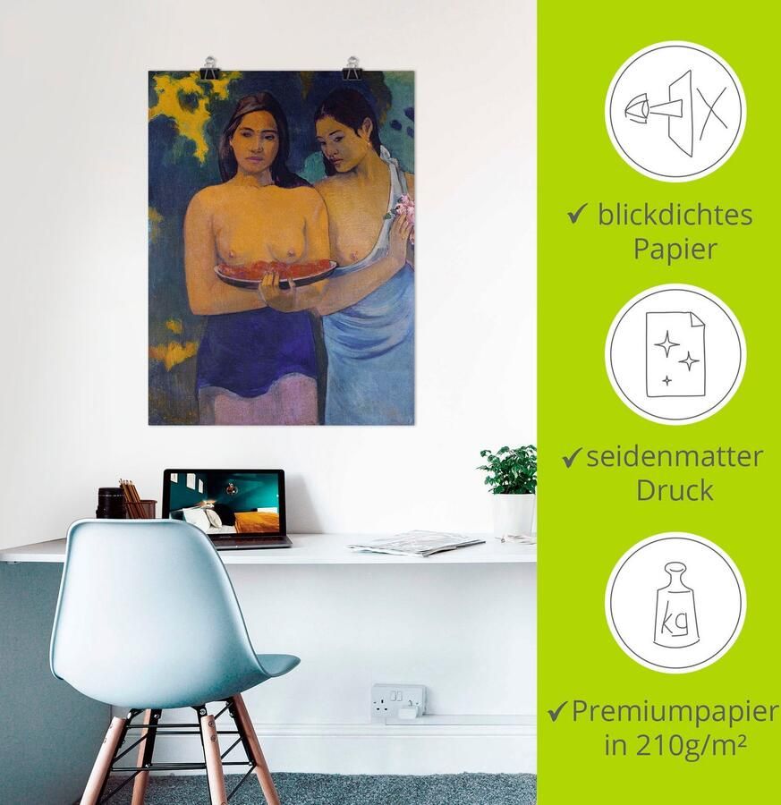 Artland Artprint Twee vrouwen van Tahiti. 1899 als artprint op linnen poster in verschillende formaten maten - Foto 2