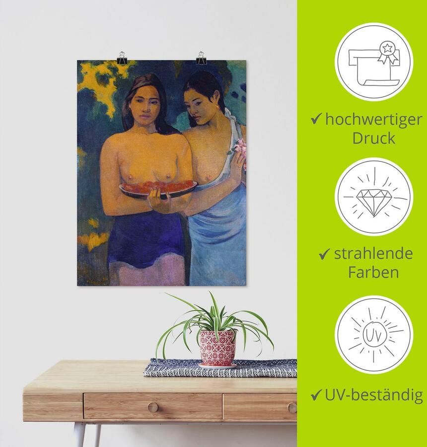 Artland Artprint Twee vrouwen van Tahiti. 1899 als artprint op linnen poster in verschillende formaten maten - Foto 3