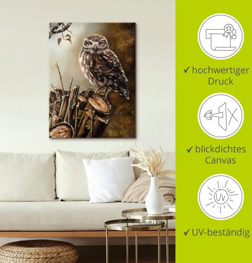 Artland Artprint Uil als artprint op linnen poster in verschillende formaten maten - Foto 4