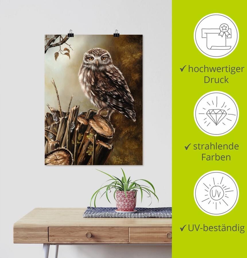 Artland Artprint Uil als artprint op linnen poster in verschillende formaten maten - Foto 3