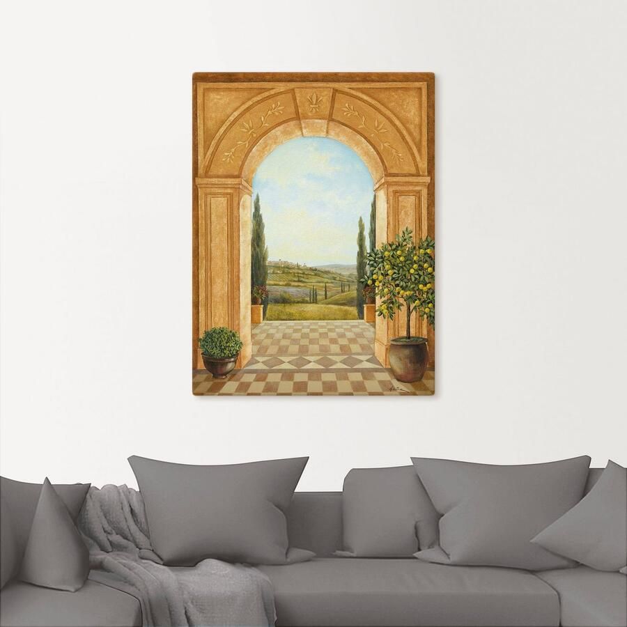 Artland Artprint op linnen Uitzicht met citroenboompje