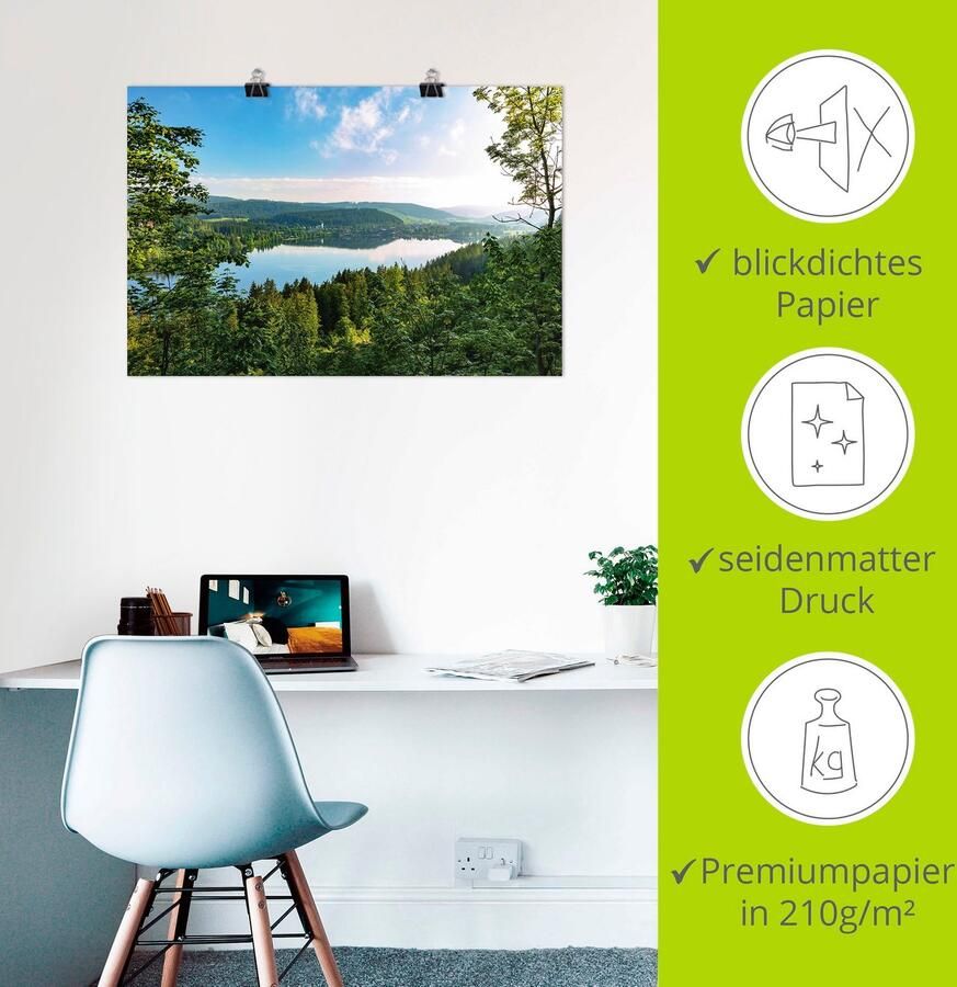 Artland Artprint Uitzicht op de Titisee in het Zwarte Woud als artprint op linnen poster in verschillende formaten maten - Foto 3