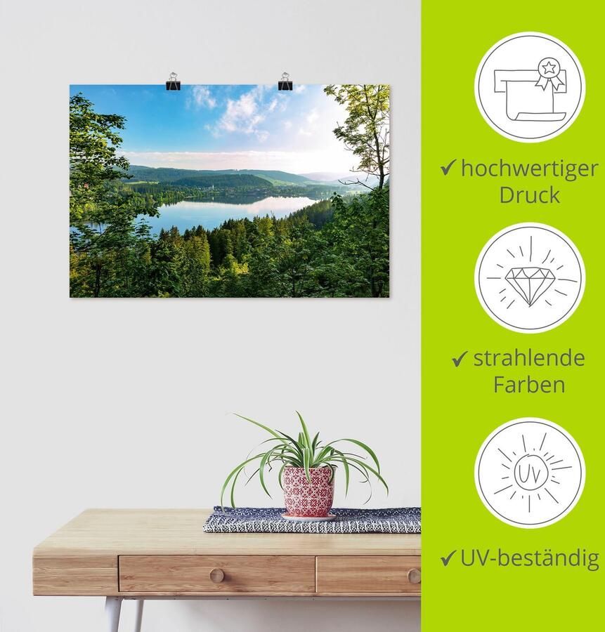 Artland Artprint Uitzicht op de Titisee in het Zwarte Woud als artprint op linnen poster in verschillende formaten maten - Foto 4