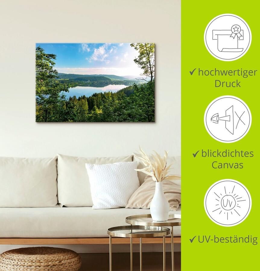 Artland Artprint Uitzicht op de Titisee in het Zwarte Woud als artprint op linnen poster in verschillende formaten maten - Foto 3