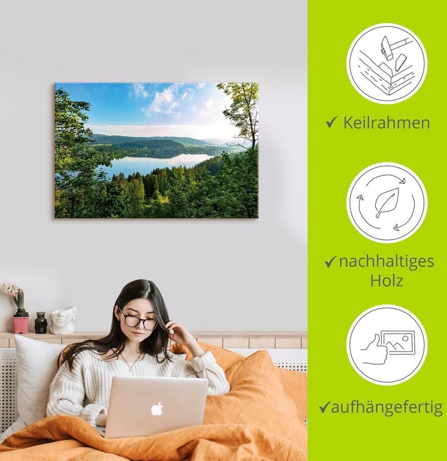 Artland Artprint Uitzicht op de Titisee in het Zwarte Woud als artprint op linnen poster in verschillende formaten maten - Foto 2