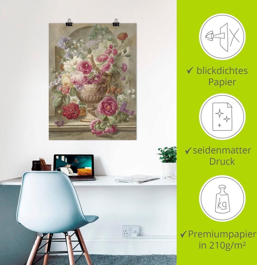 Artland Artprint Vaas met bloemen als artprint op linnen poster muursticker in verschillende maten - Foto 3