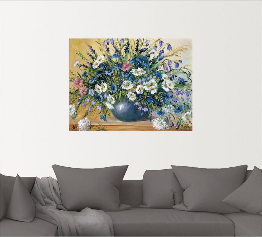 Artland Artprint Vaas met korenbloemen als artprint op linnen poster muursticker in verschillende maten - Foto 4