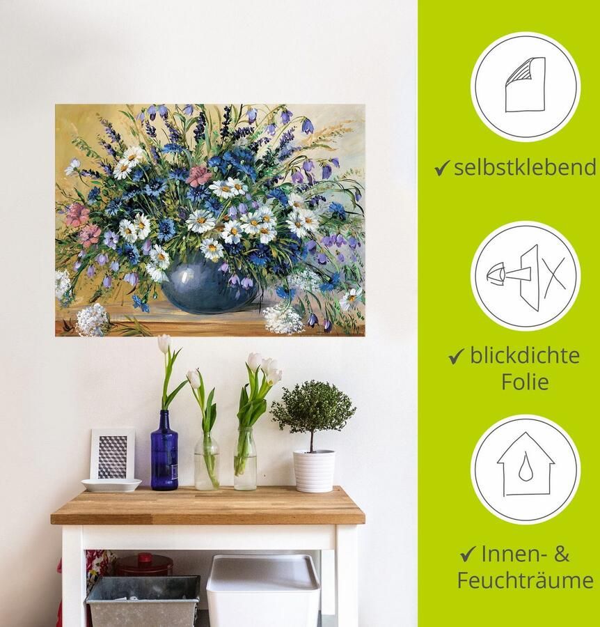 Artland Artprint Vaas met korenbloemen als artprint op linnen poster muursticker in verschillende maten - Foto 3
