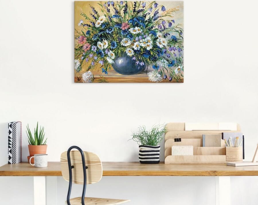Artland Artprint Vaas met korenbloemen als artprint op linnen poster muursticker in verschillende maten - Foto 5