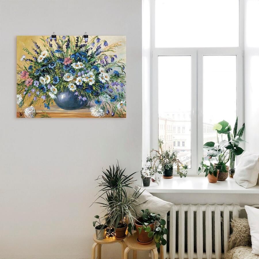 Artland Artprint Vaas met korenbloemen als artprint op linnen poster muursticker in verschillende maten - Foto 2