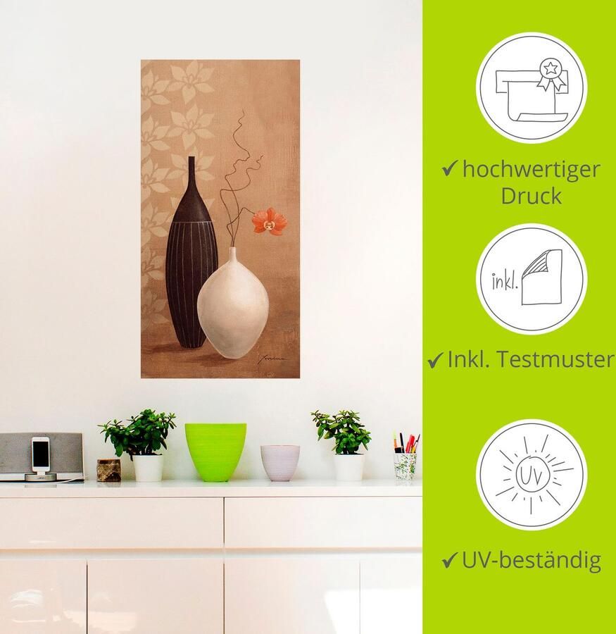 Artland Artprint Vaas met smalle hals als artprint van aluminium artprint op linnen muursticker verschillende maten - Foto 3