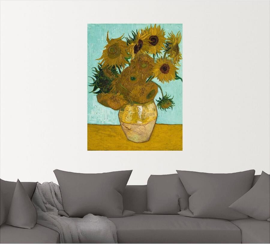 Artland Artprint Vaas met zonnebloemen. 1888 als artprint op linnen poster muursticker in verschillende maten - Foto 4