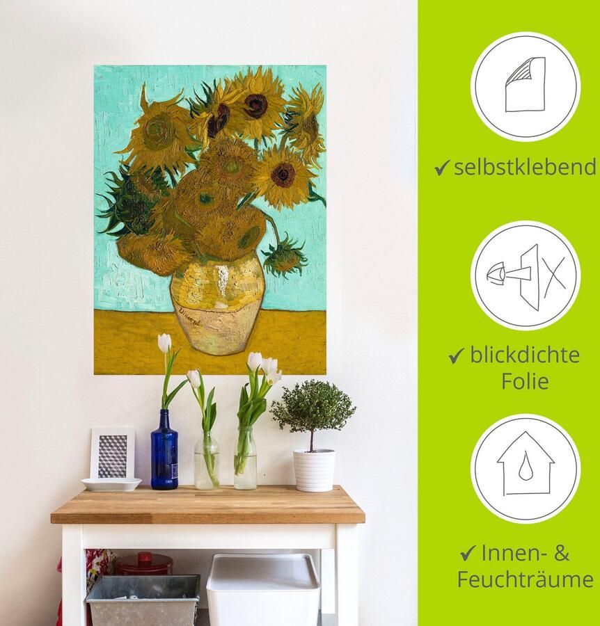 Artland Artprint Vaas met zonnebloemen. 1888 als artprint op linnen poster muursticker in verschillende maten - Foto 3