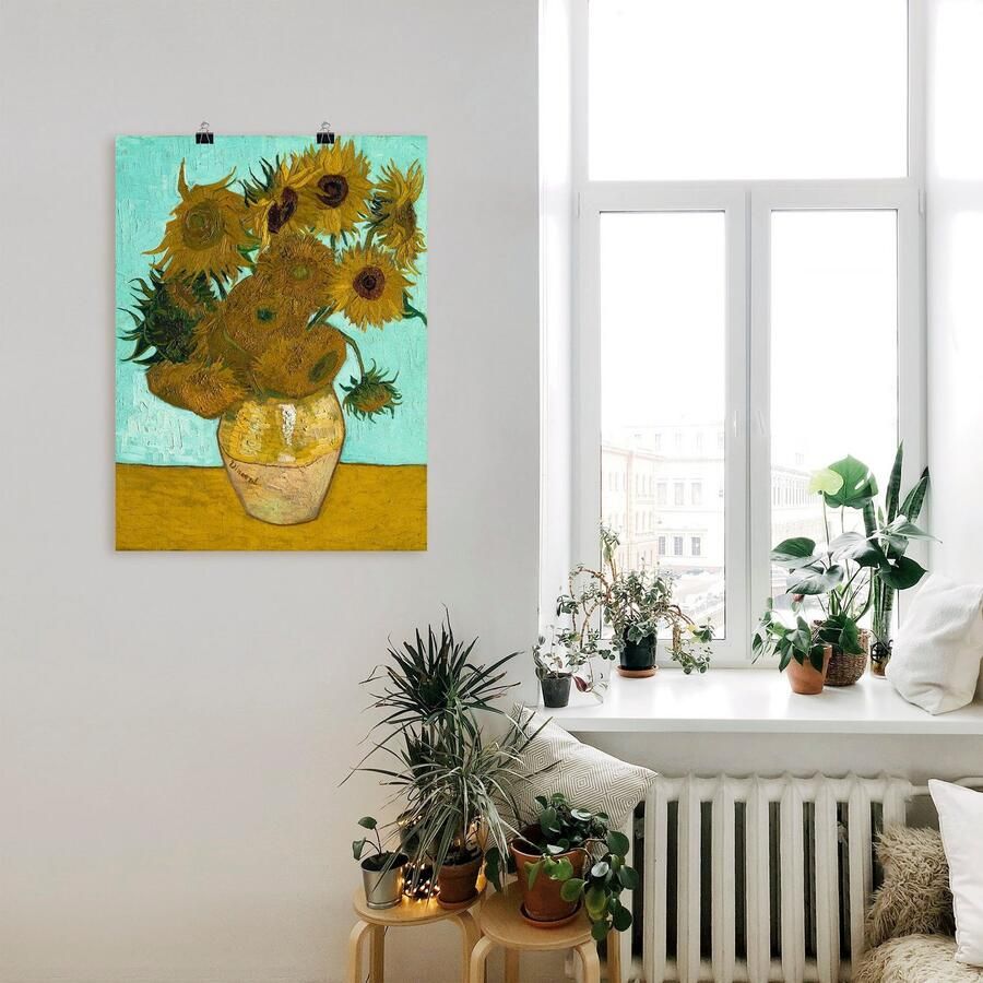 Artland Artprint Vaas met zonnebloemen. 1888 als artprint op linnen poster muursticker in verschillende maten - Foto 2