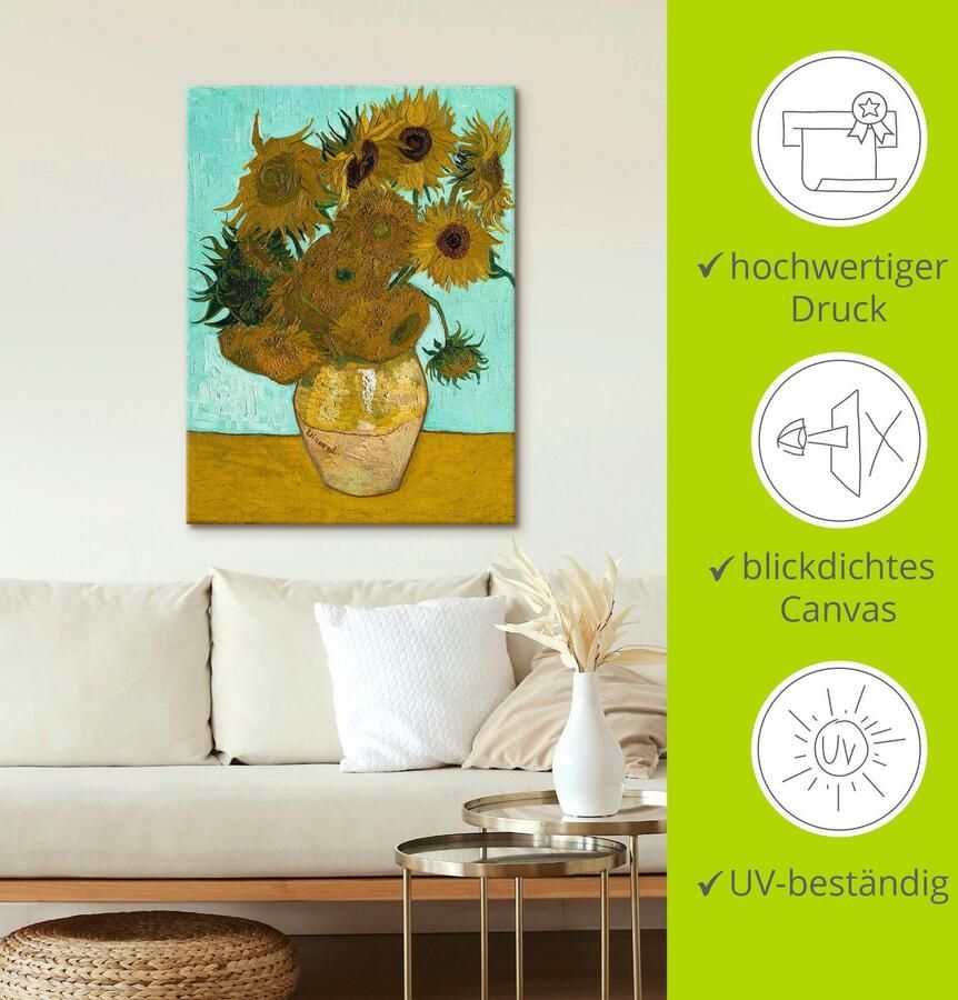 Artland Artprint Vaas met zonnebloemen. 1888 als artprint op linnen poster muursticker in verschillende maten - Foto 2