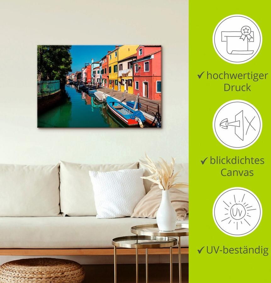 Artland Artprint Veelkleurig gebouw op eiland Burano Venetië als artprint op linnen poster in verschillende formaten maten - Foto 3