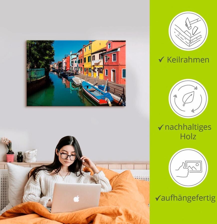 Artland Artprint Veelkleurig gebouw op eiland Burano Venetië als artprint op linnen poster in verschillende formaten maten - Foto 2