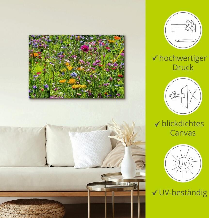 Artland Artprint Veelkleurige bloemenweide als artprint van aluminium artprint voor buiten artprint op linnen poster muursticker - Foto 4