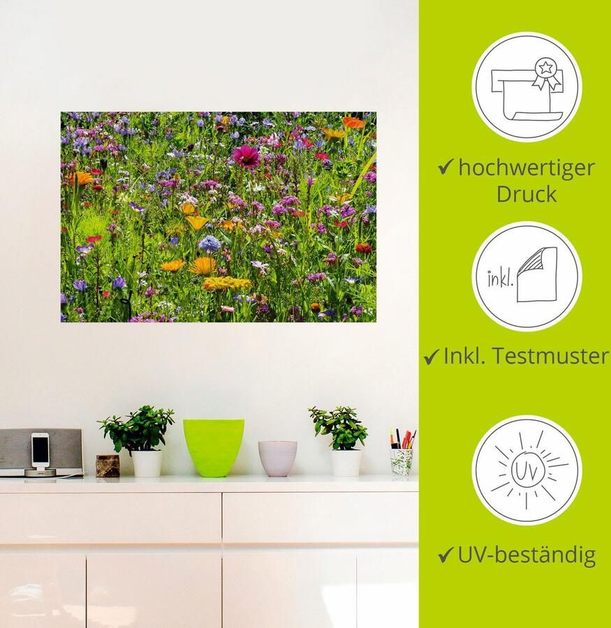 Artland Artprint Veelkleurige bloemenweide als artprint van aluminium artprint voor buiten artprint op linnen poster muursticker - Foto 3