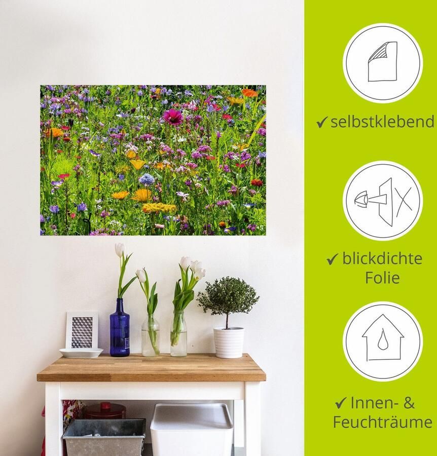 Artland Artprint Veelkleurige bloemenweide als artprint van aluminium artprint voor buiten artprint op linnen poster muursticker - Foto 4