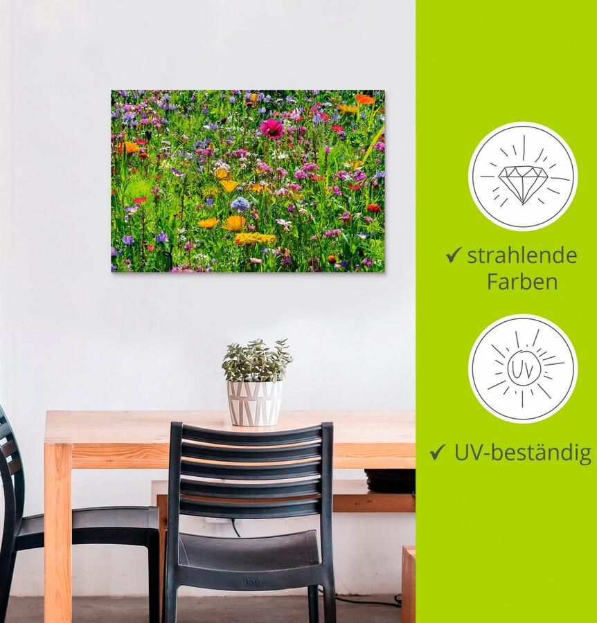 Artland Artprint Veelkleurige bloemenweide als artprint van aluminium artprint voor buiten artprint op linnen poster muursticker - Foto 3