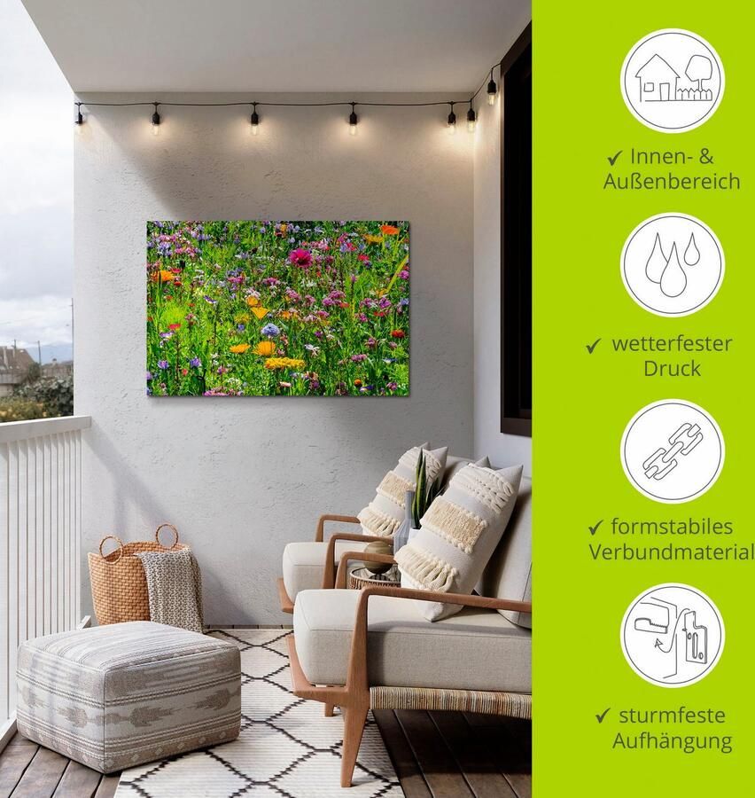 Artland Artprint Veelkleurige bloemenweide als artprint van aluminium artprint voor buiten artprint op linnen poster muursticker - Foto 5