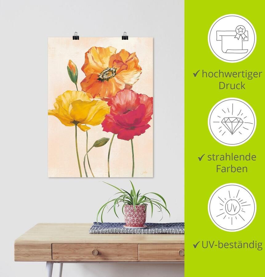 Artland Artprint Veelkleurige klaprozen I als artprint van aluminium artprint voor buiten artprint op linnen poster muursticker - Foto 3