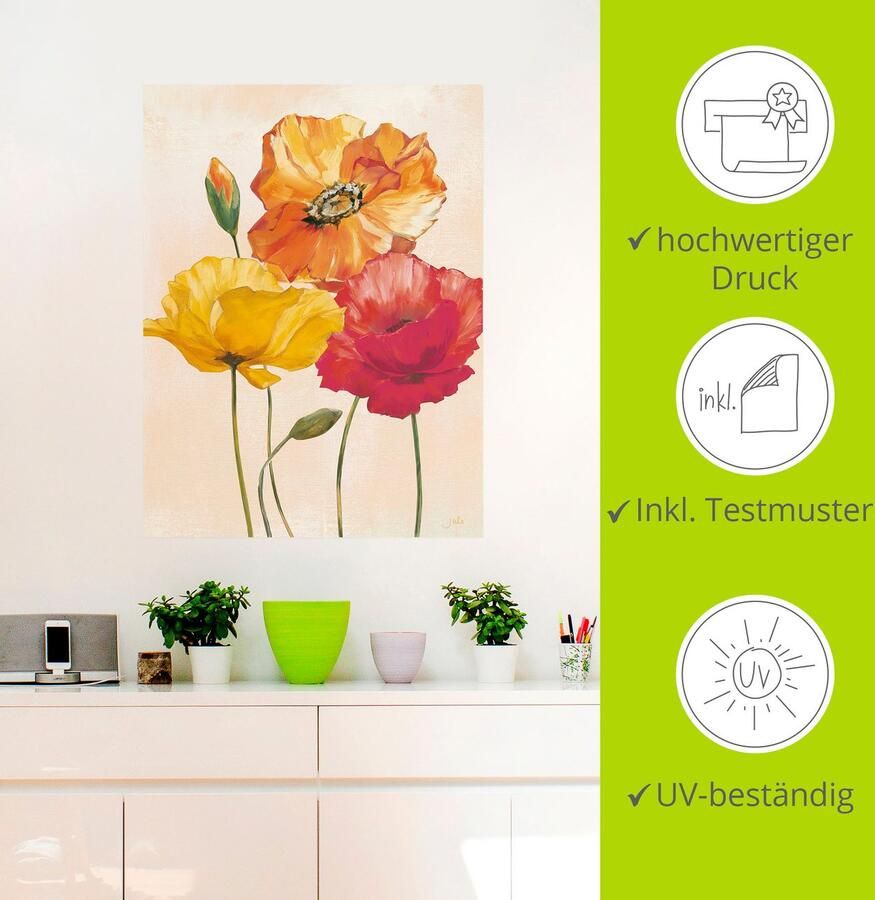 Artland Artprint Veelkleurige klaprozen I als artprint van aluminium artprint voor buiten artprint op linnen poster muursticker - Foto 3