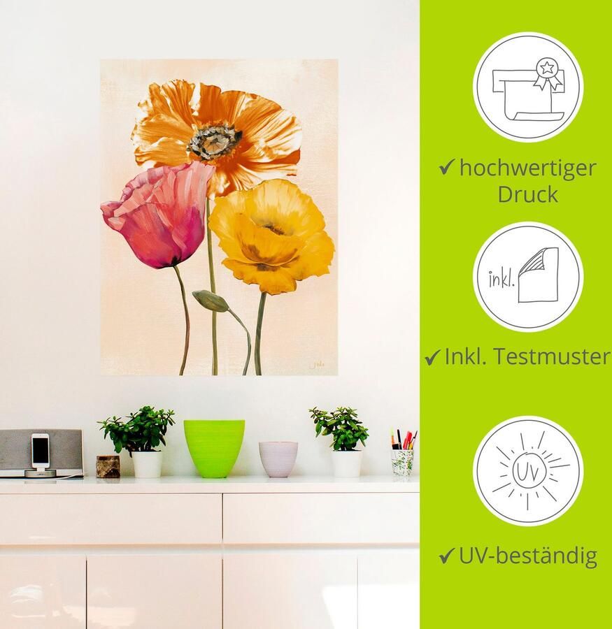 Artland Artprint Veelkleurige klaprozen II als artprint op linnen poster muursticker in verschillende maten - Foto 3