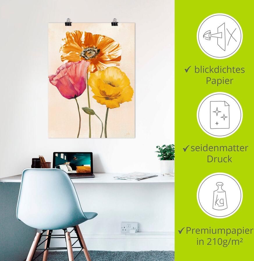 Artland Artprint Veelkleurige klaprozen II als artprint op linnen poster muursticker in verschillende maten - Foto 4