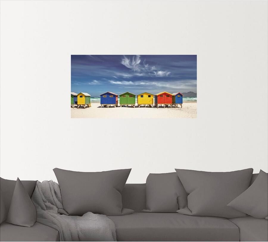 Artland Artprint Veelkleurige strandhuisjes bij Kaapstad als artprint van aluminium artprint voor buiten artprint op linnen poster muursticker - Foto 4
