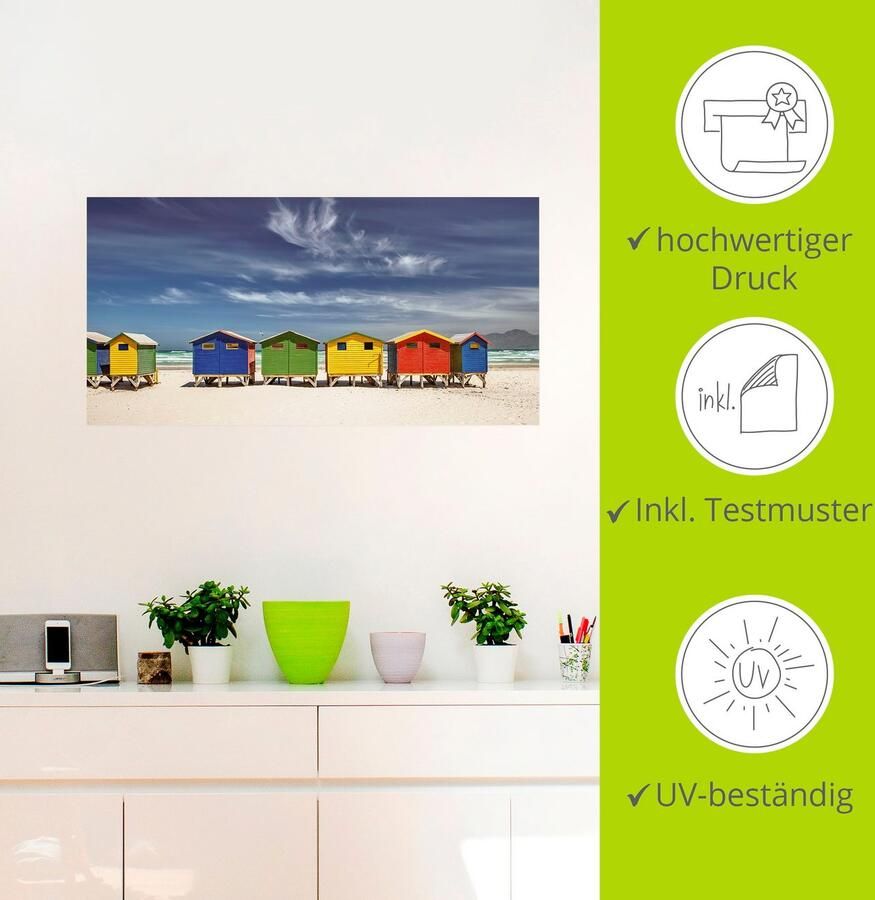 Artland Artprint Veelkleurige strandhuisjes bij Kaapstad als artprint van aluminium artprint voor buiten artprint op linnen poster muursticker - Foto 2