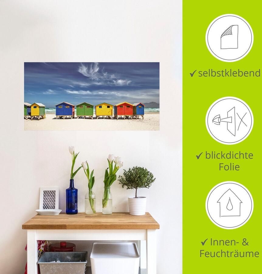 Artland Artprint Veelkleurige strandhuisjes bij Kaapstad als artprint van aluminium artprint voor buiten artprint op linnen poster muursticker - Foto 3